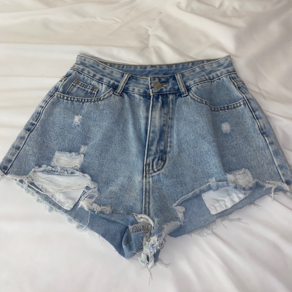 Denim jean high waisted shorts from shein size 4 (27)